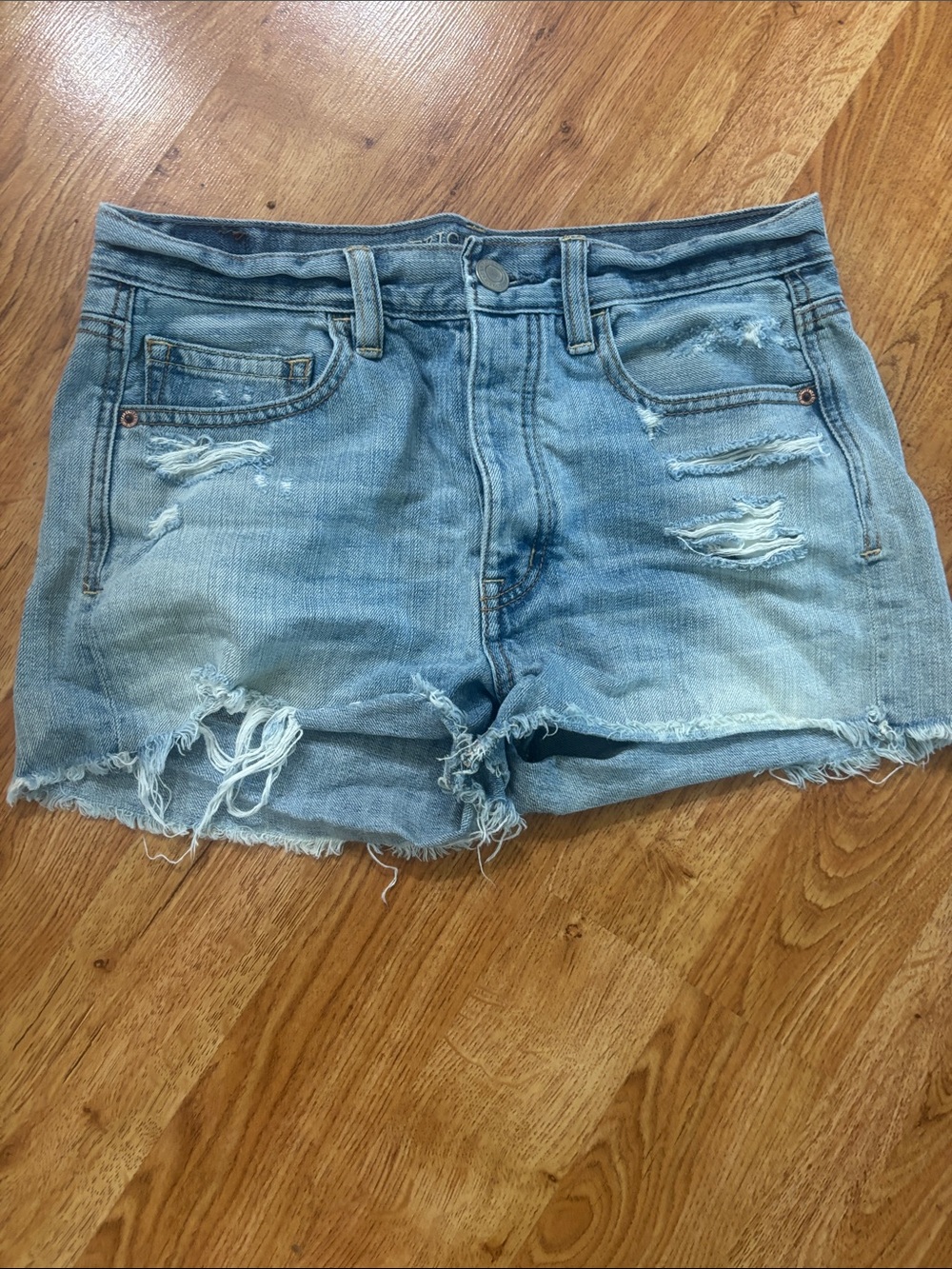 American Eagle Outfitters Light Wash Ripped Denim Shorts